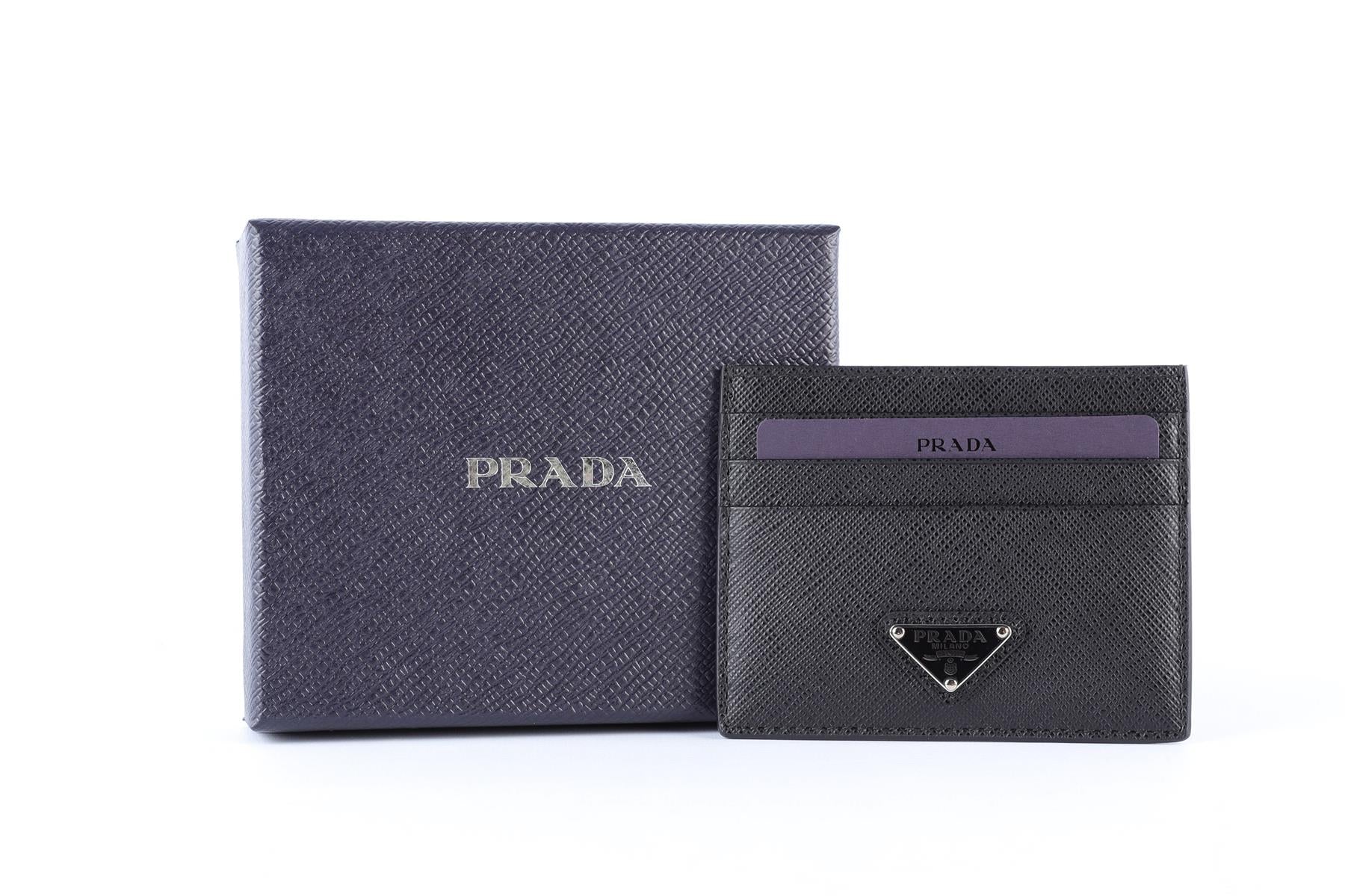 PRADA BLACK LEATHER CARD HOLDER