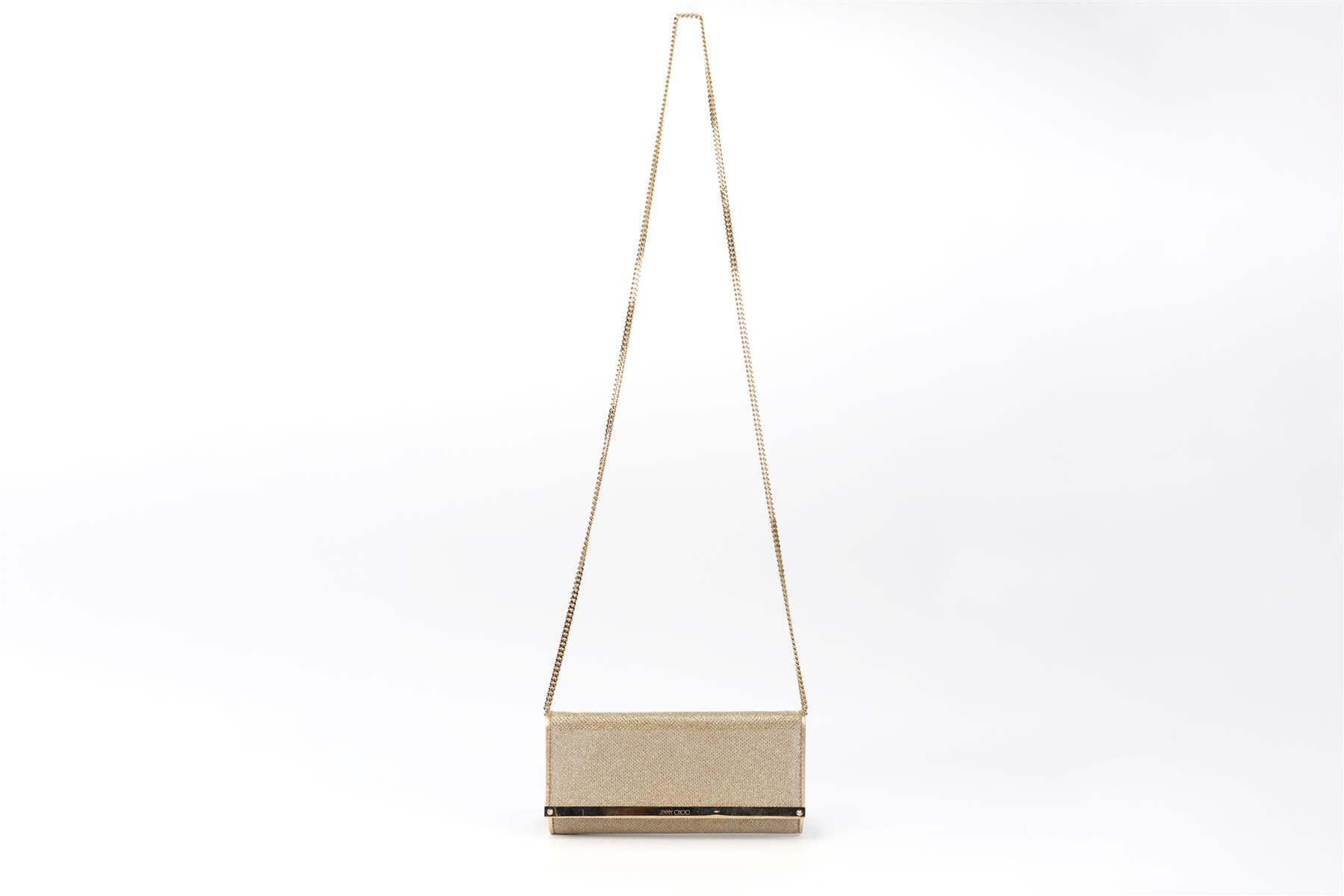 JIMMY CHOO GOLD FABRIC CLUTCH