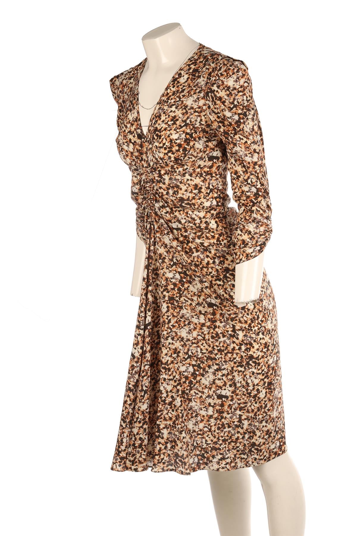 ISABEL MARANT BROWN SILK MIDI DRESS FR 34 UK 6