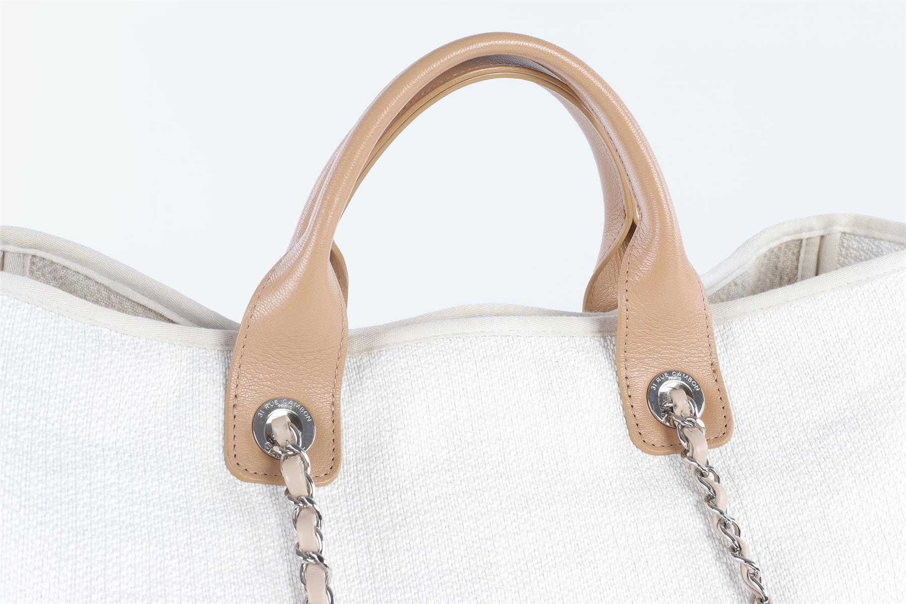 CHANEL BEIGE 2018 SHOPPING MAXI FABRIC TOTE BAG