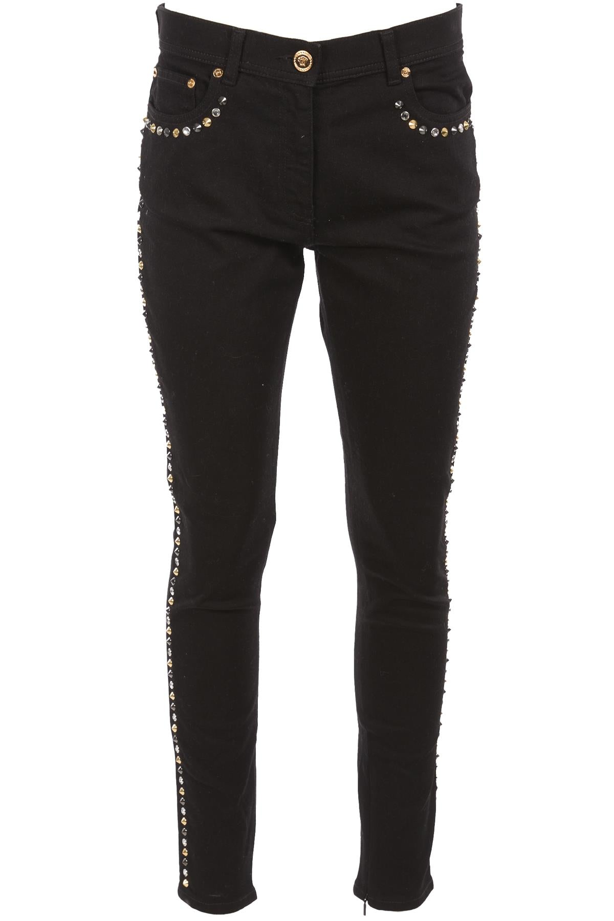 VERSACE BLACK HIGH RISE SKINNY JEANS W30 UK 12
