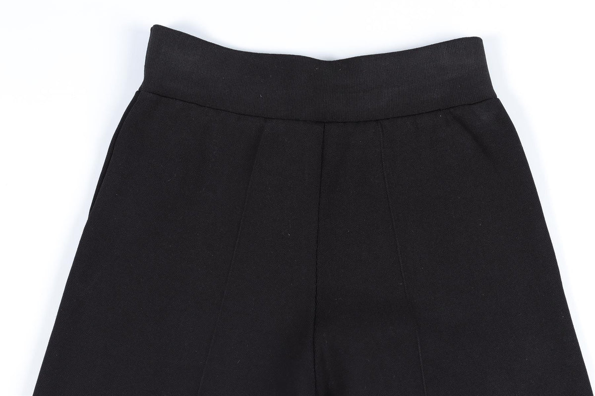 ROLAND MOURET BLACK KNIT WIDE LEG PANTS XSMALL