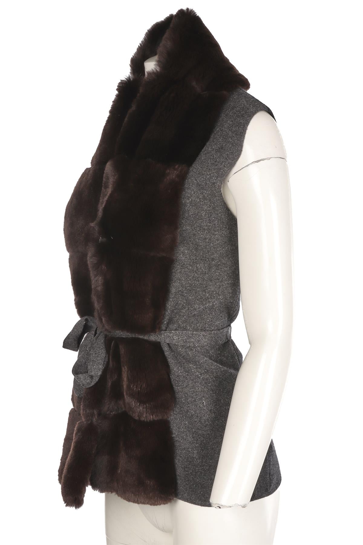 N.PEAL GREY CASHMERE GILET SMALL