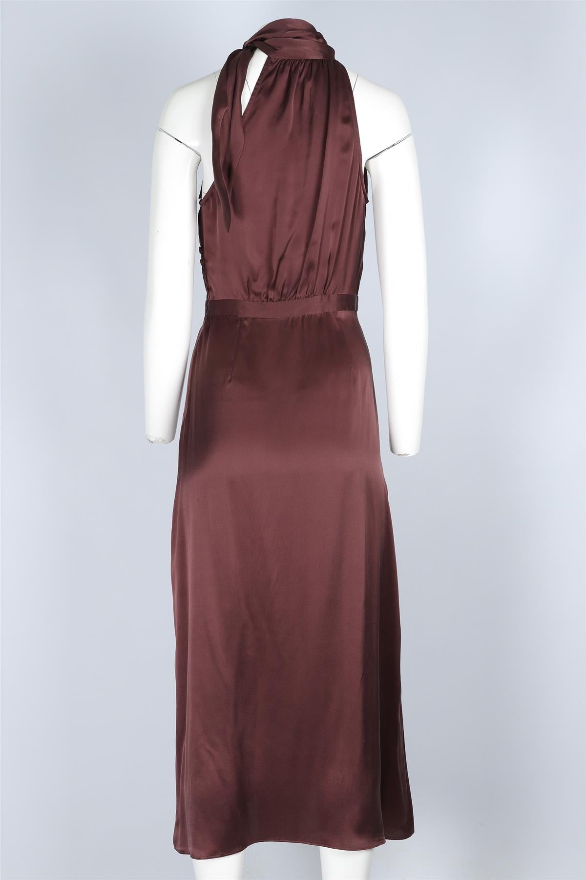 ZIMMERMANN BROWN SILK MAXI DRESS UK 10