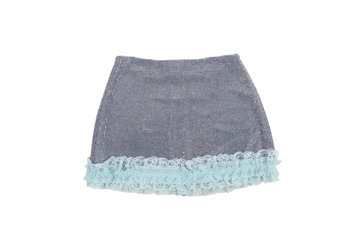 CHRISTOPHER KANE + SELF-PORTRAIT BLUE CRYSTAL MINI SKIRT UK 6