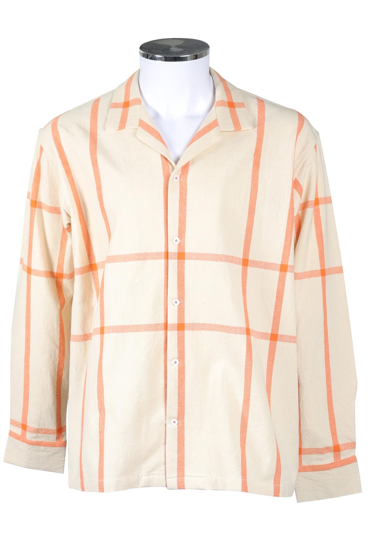 HARAGO CREAM MEN'S COTTON SHIRT LARGE