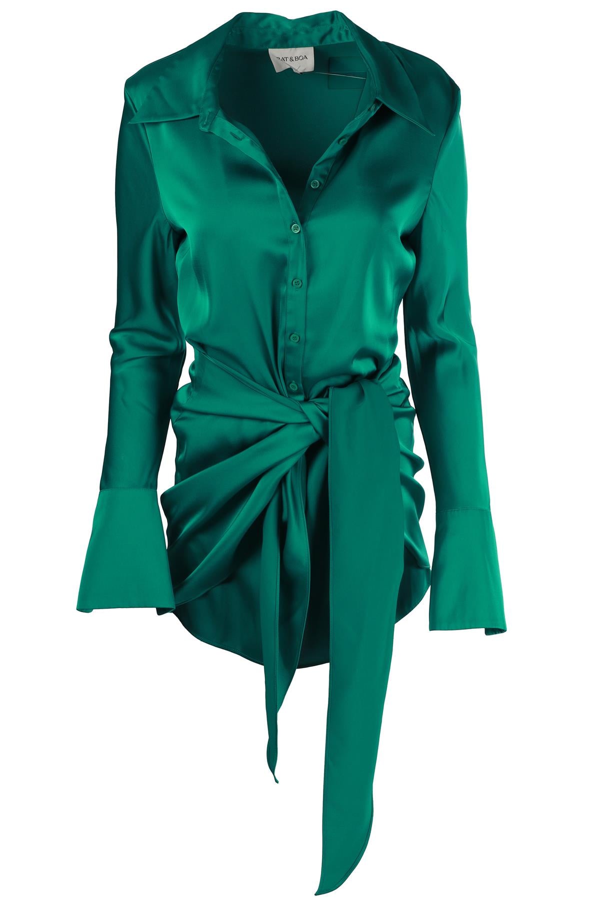 RAT & BOA GREEN SATIN MINI DRESS XSMALL