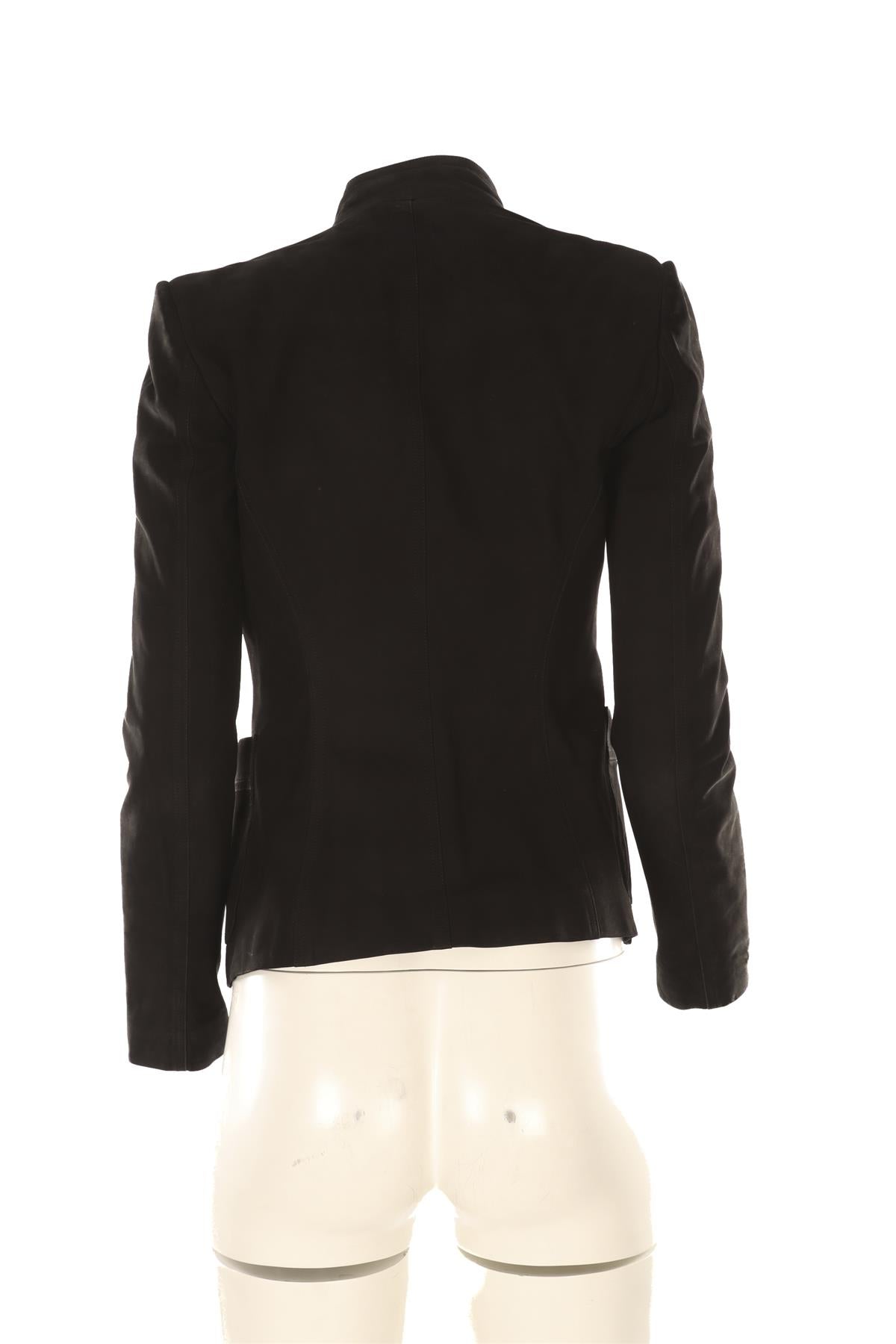 YVES SAINT LAURENT RIVE GAUCHE BLACK 2003 LEATHER JACKET FR 36 UK 8