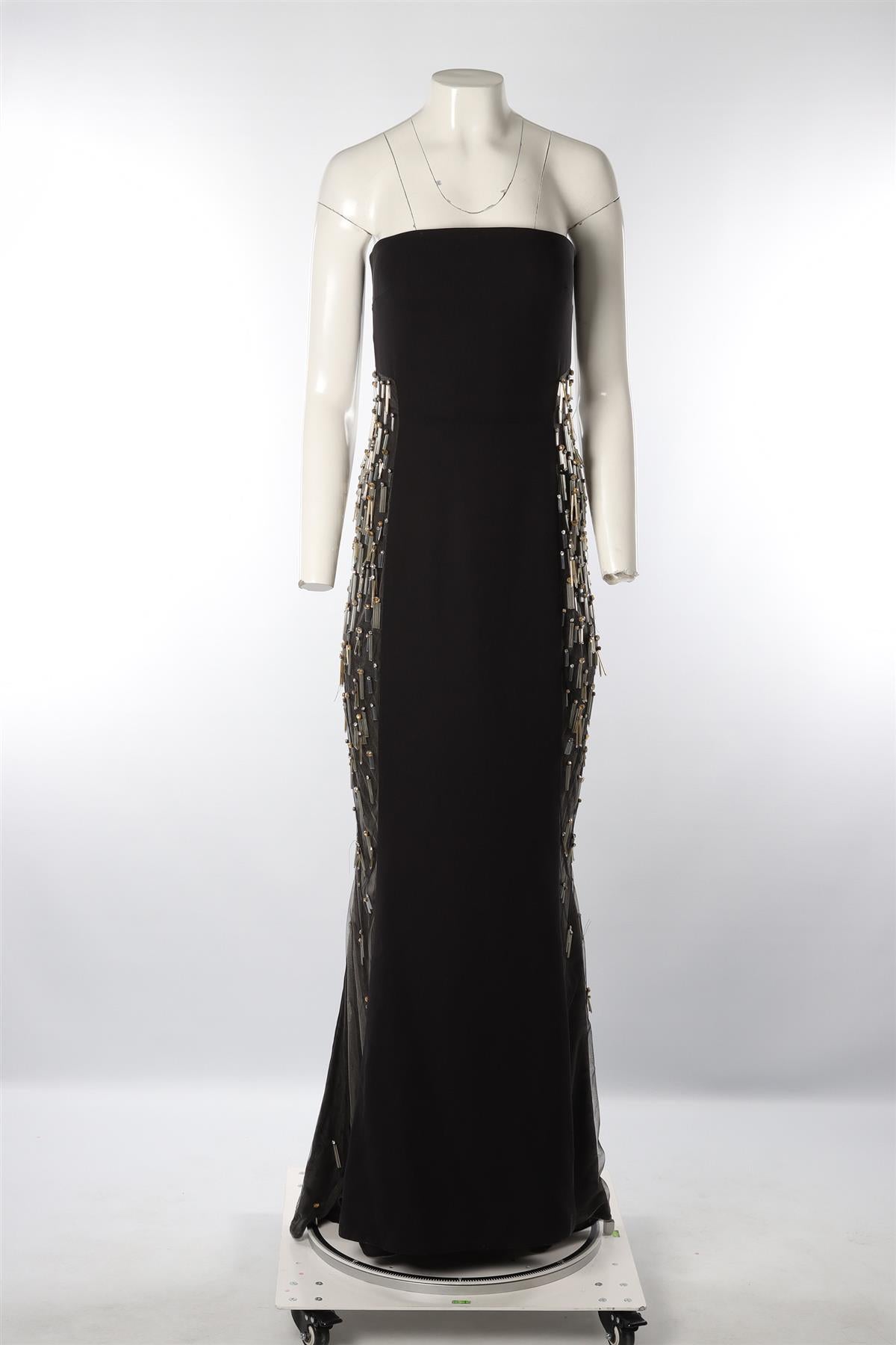REEM ACRA BLACK SILK GOWN US 8 UK 12