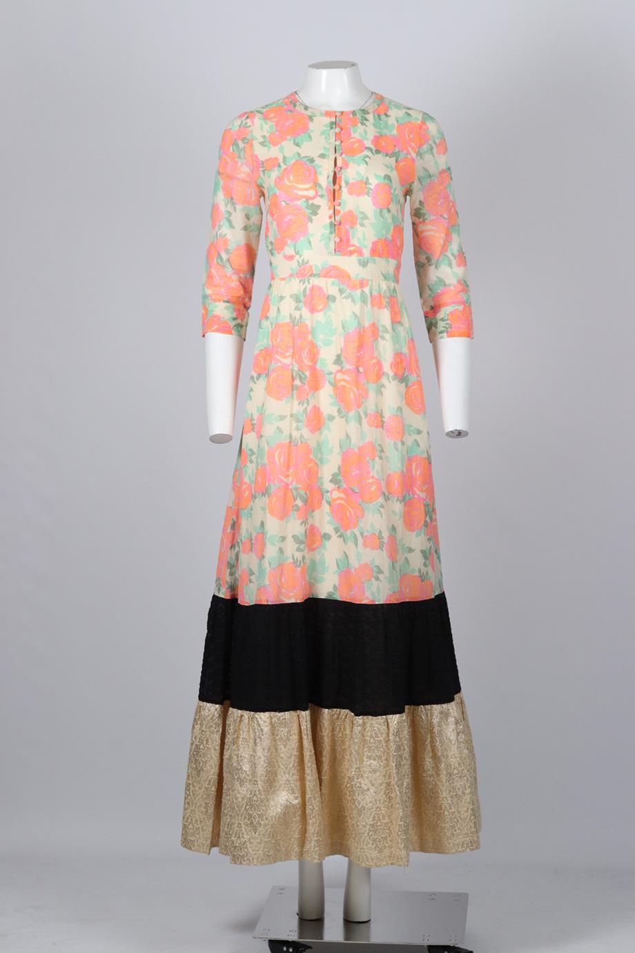 VINEET BAHL COTTON AND SILK BLEND MAXI DRESS SMALL