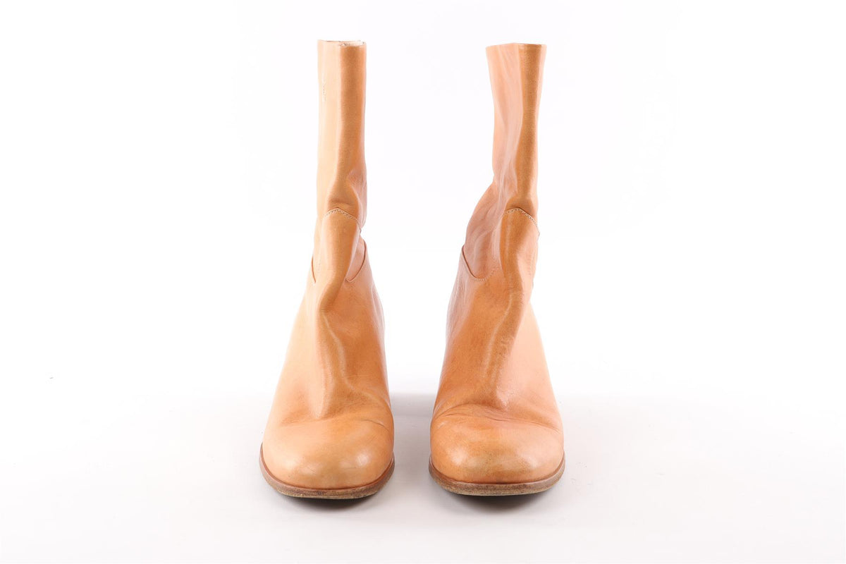 CHANEL TAN LEATHER ANKLE BOOTS EU 40 UK 7 US 10