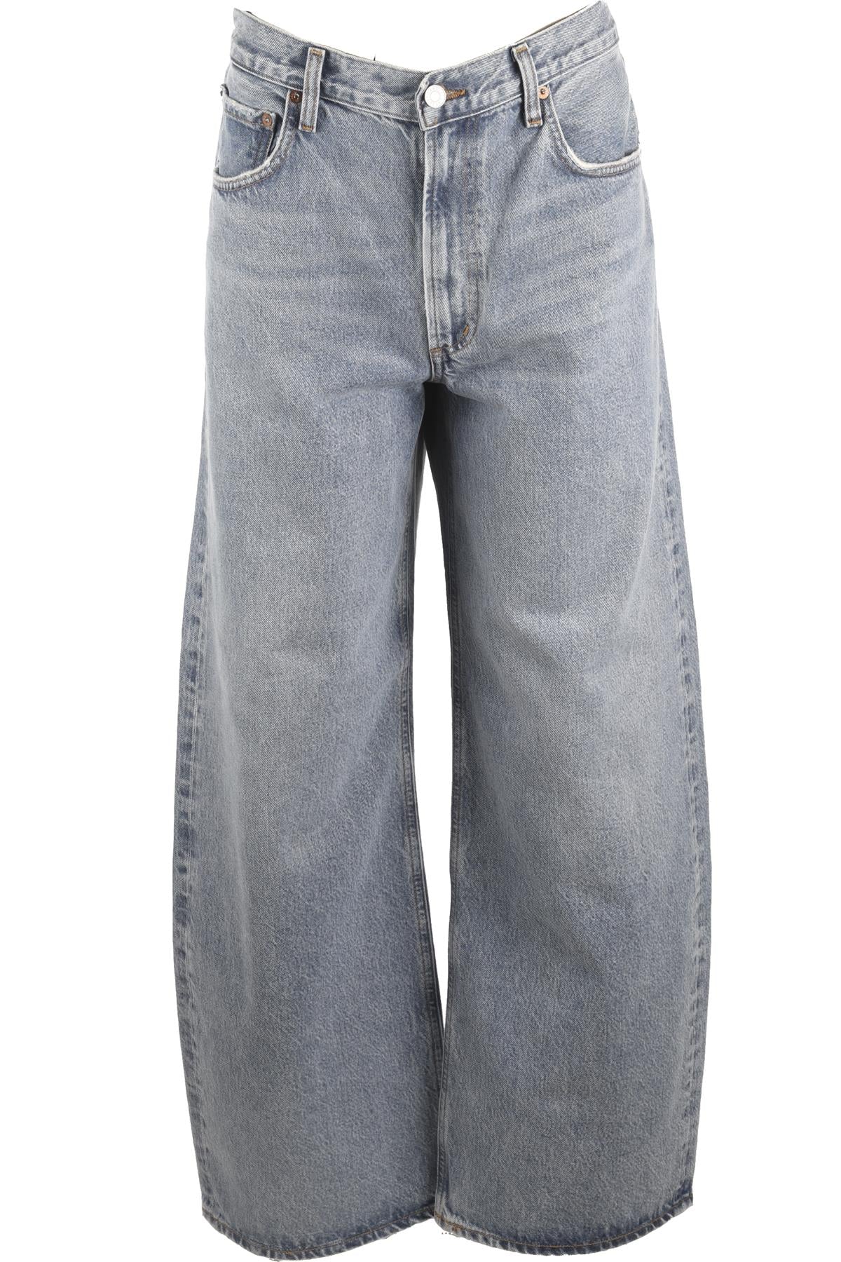 AGOLDE BLUE HIGH RISE WIDE LEG JEANS W30