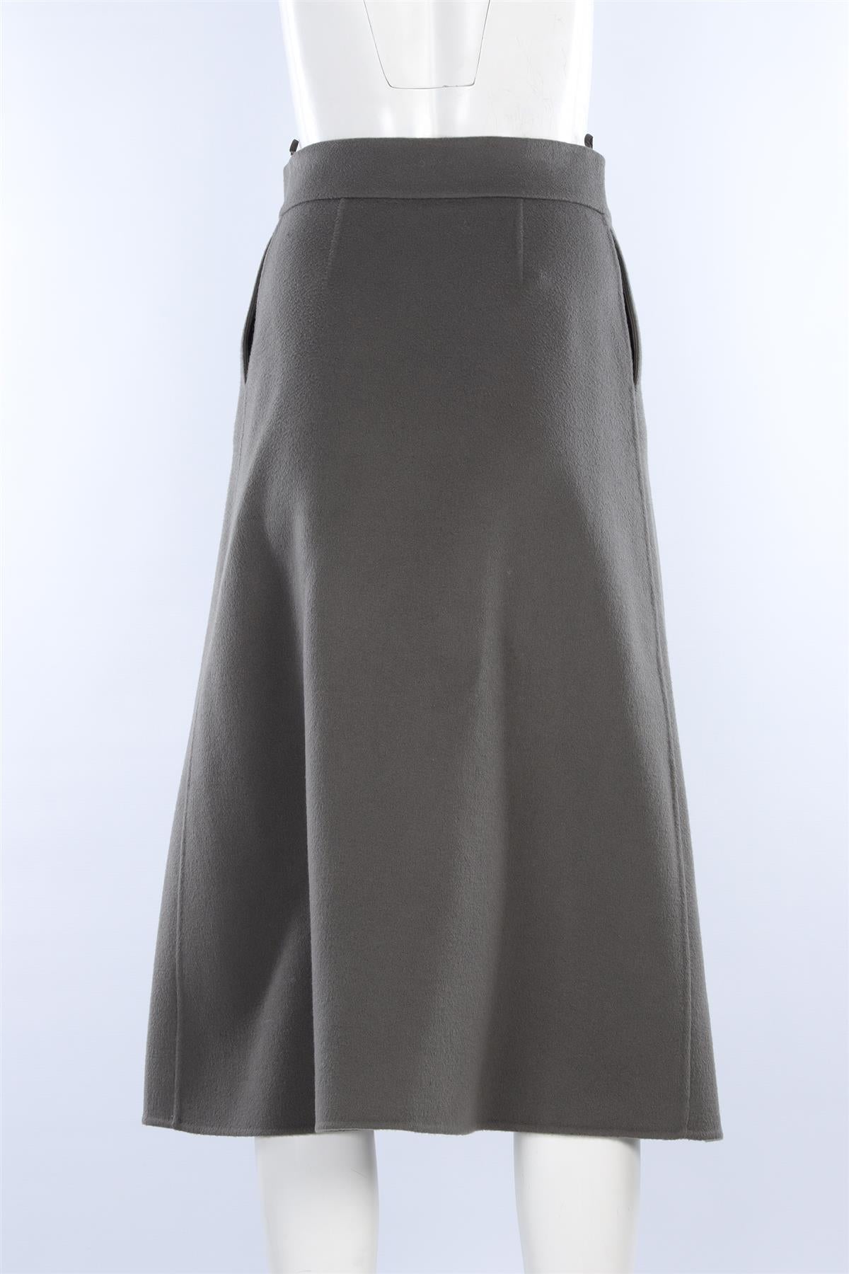 LORO PIANA GREEN CASHMERE MIDI SKIRT IT 40 UK 8