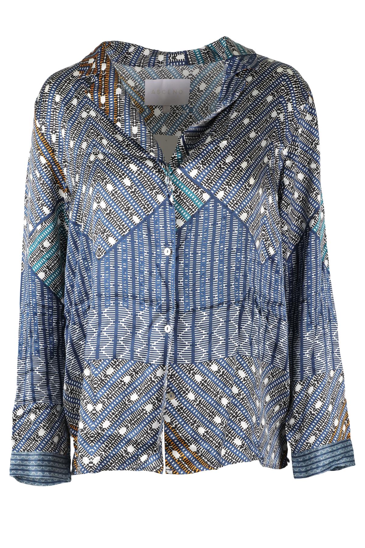 ASCENO BLUE SILK SHIRT & SHORTS SET SMALL