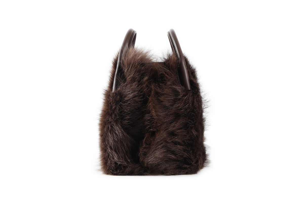LORO PIANA BROWN BALE MICRO FUR TOTE BAG