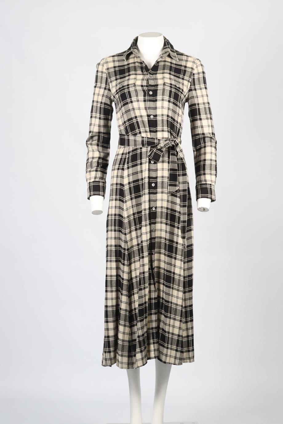 POLO RALPH LAUREN CHECKED WOOL BLEND MAXI DRESS US 4 UK 8