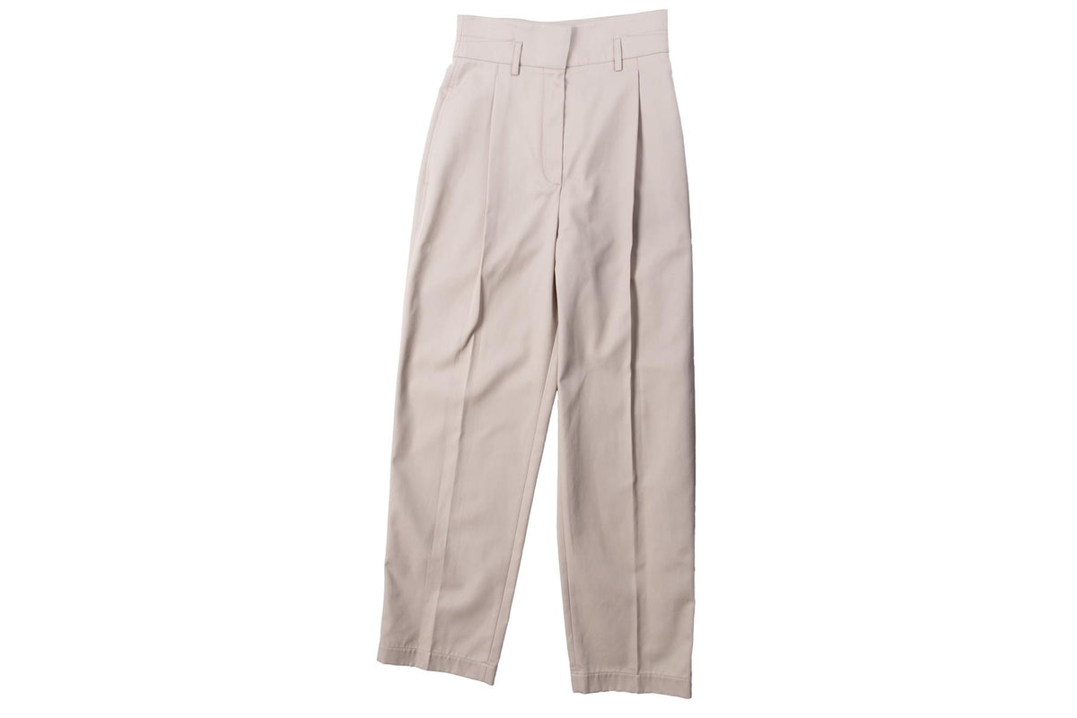 ALAÏA BEIGE COTTON STRAIGHT LEG PANTS FR 40 UK 12
