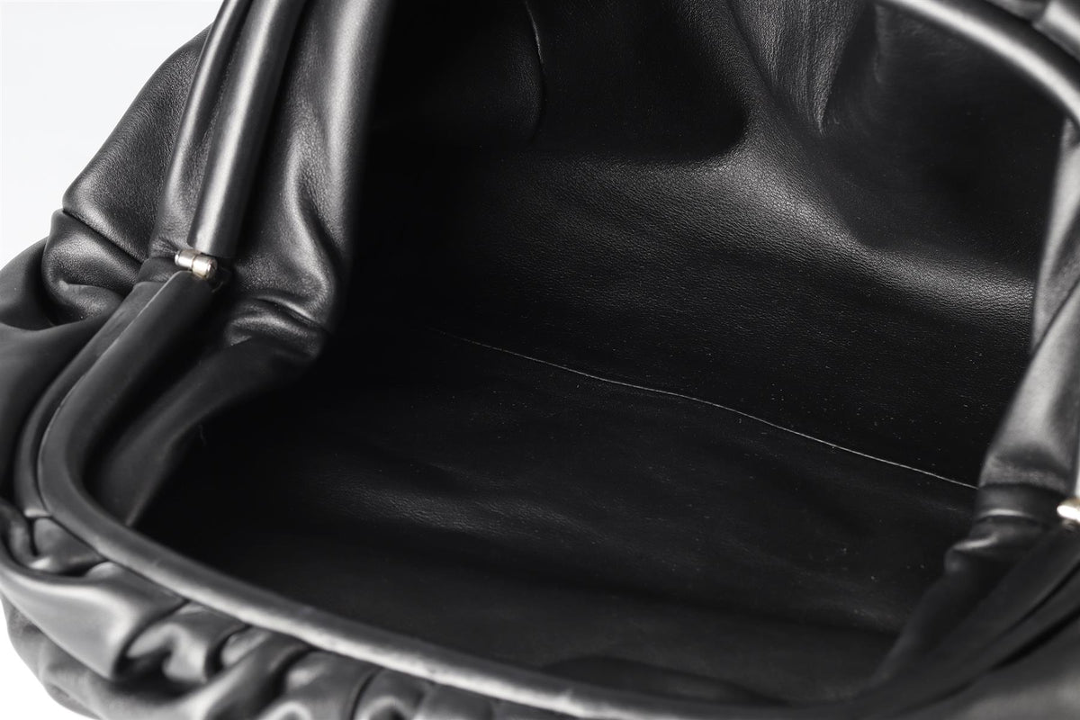 BOTTEGA VENETA BLACK THE POUCH LARGE LEATHER CLUTCH