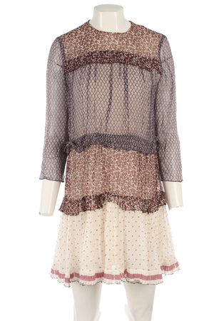 CHLOÉ MULTI SILK MINI DRESS FR 34 UK 6