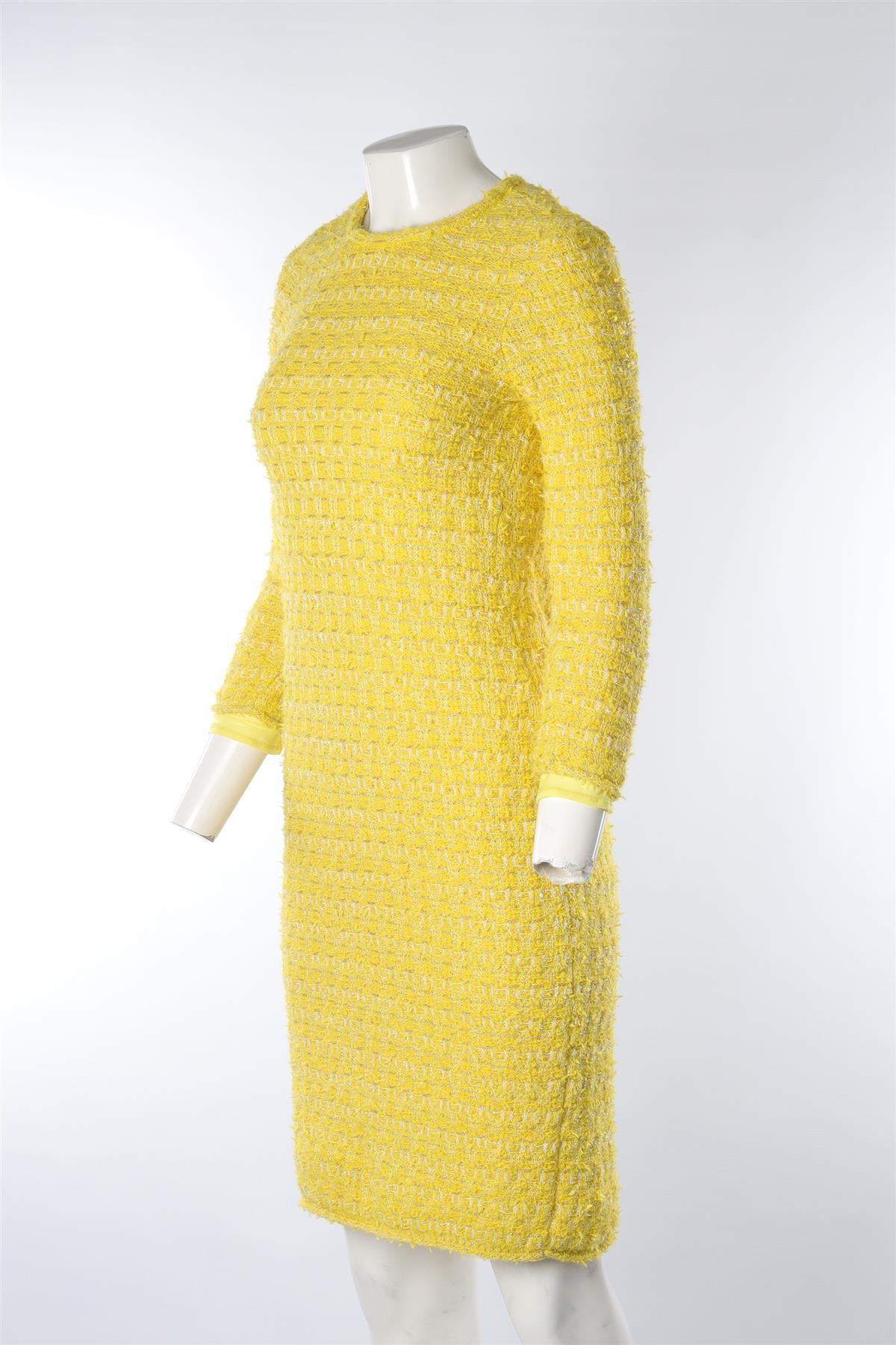 BALENCIAGA YELLOW WOOL MIDI DRESS XSMALL