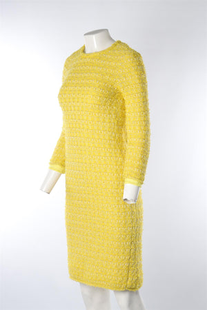 BALENCIAGA YELLOW WOOL MIDI DRESS XSMALL