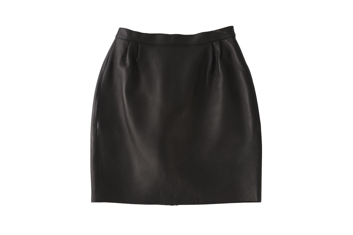 VALENTINO BLACK LEATHER MINI SKIRT IT 38 UK 6