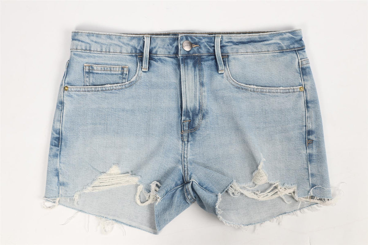FRAME HIGH RISE DENIM SHORTS W27 UK 8-10