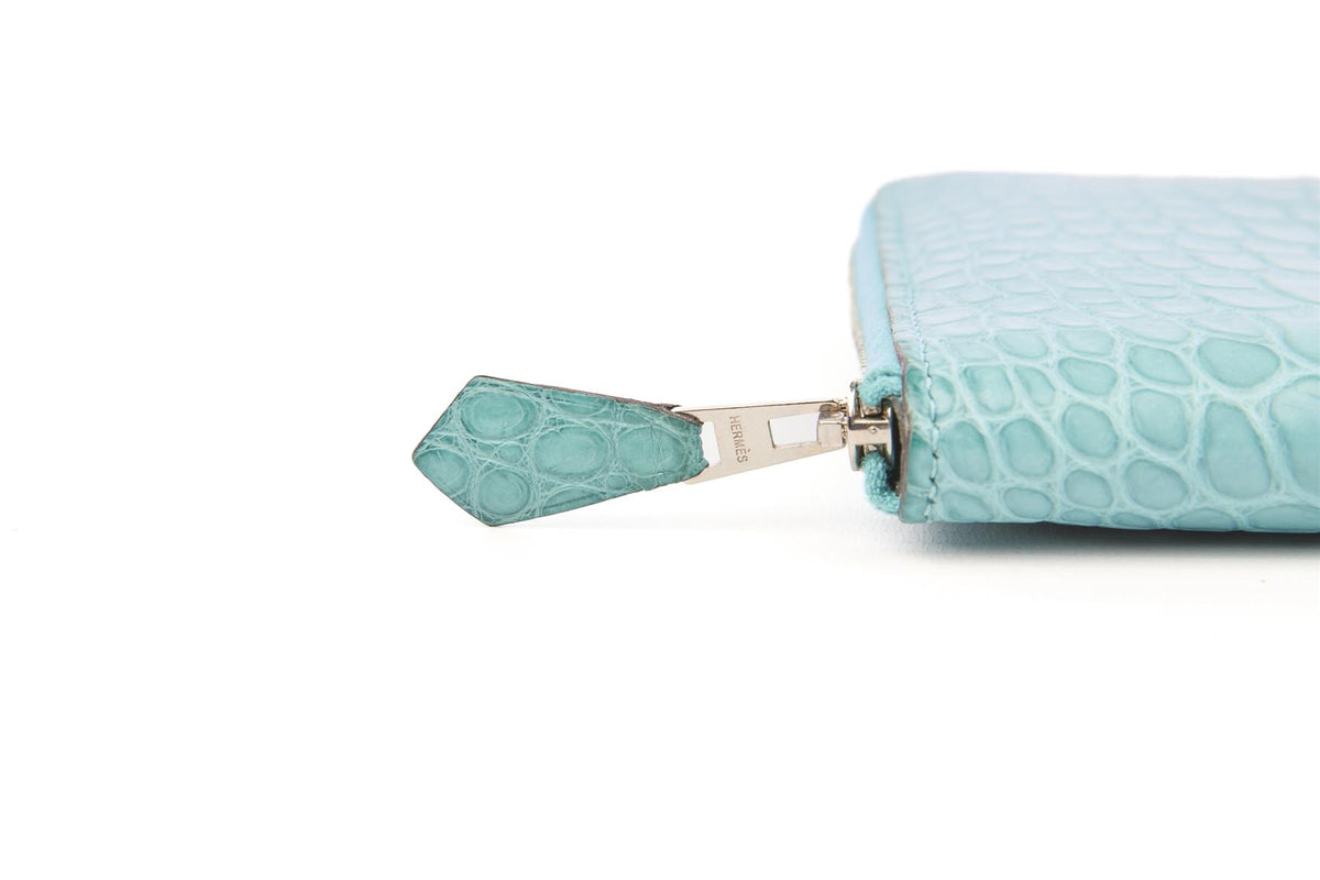 HERMÈS BLUE 2015 AZAP CLASSIC MATTE ALLIGATOR MISSISSIPPIENSIS WALLET