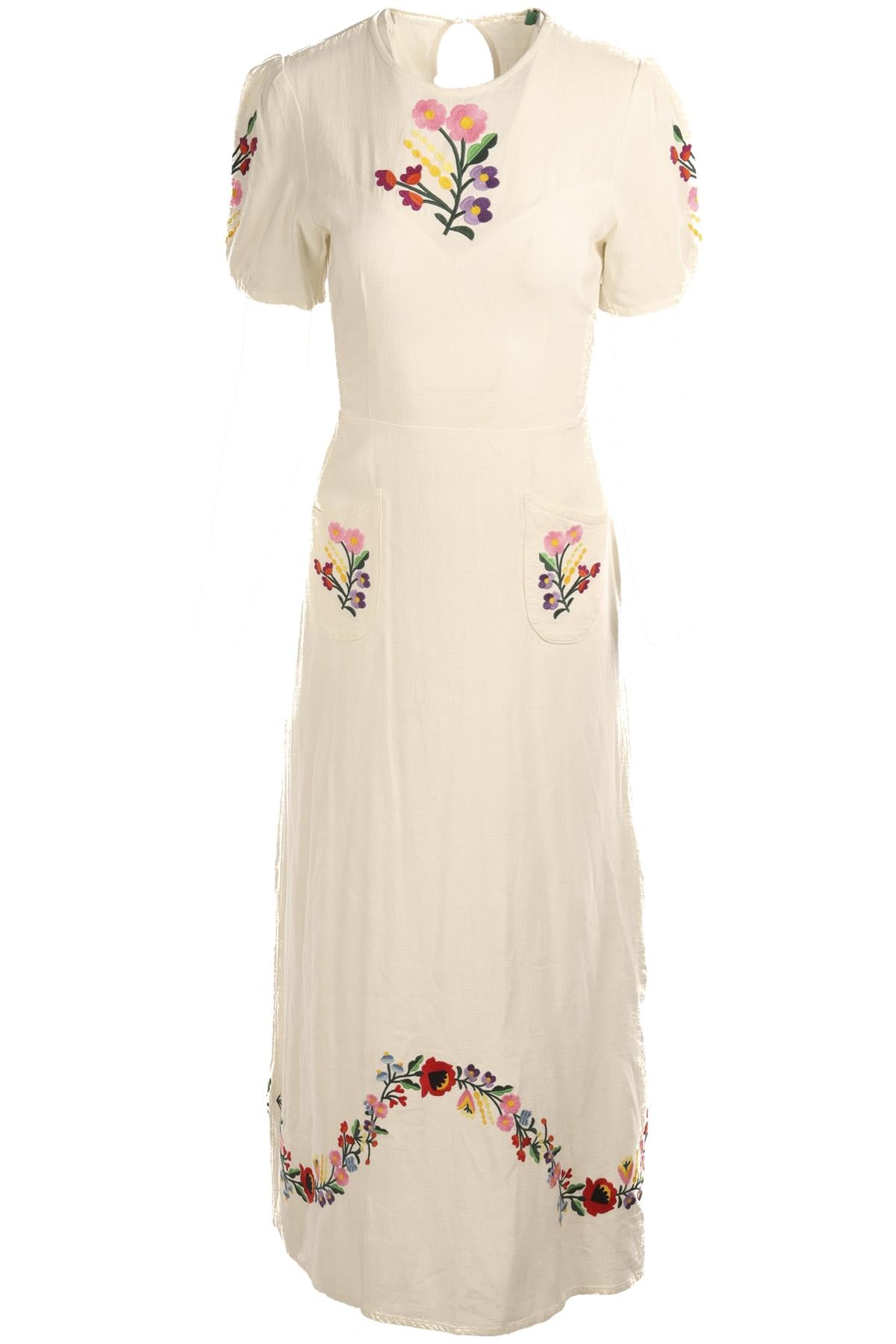 RIXO WHITE LINEN MAXI DRESS XSMALL