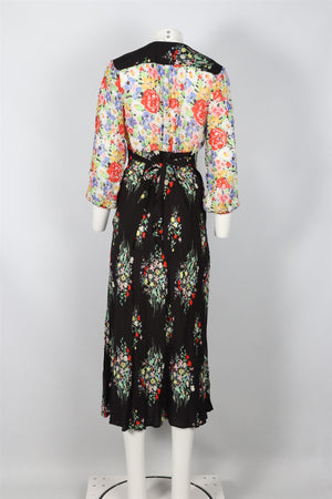 RIXO FLORAL PRINT CREPE MIDI DRESS UK 14