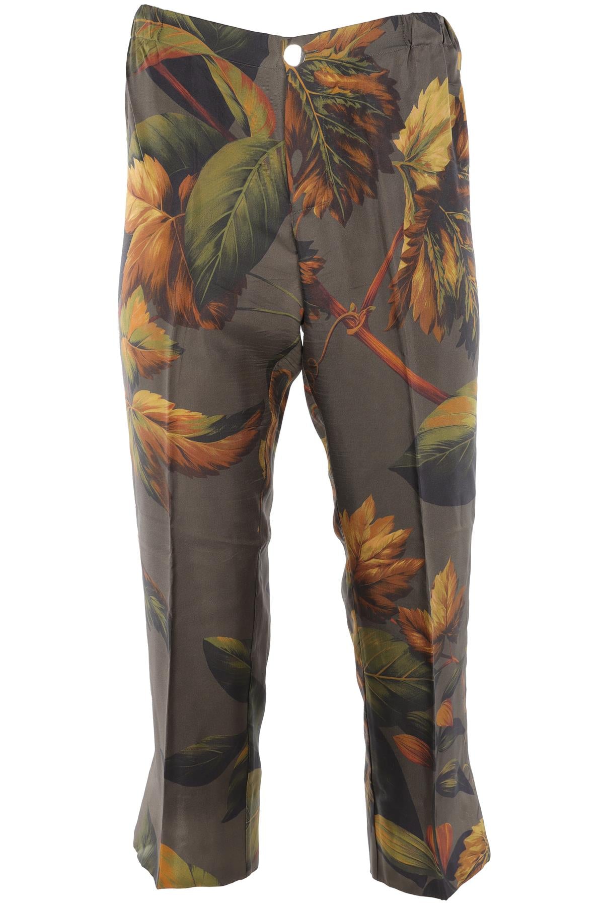 F.R.S FOR RESTLESS SLEEPERS GREEN SILK STRAIGHT LEG PANTS SMALL