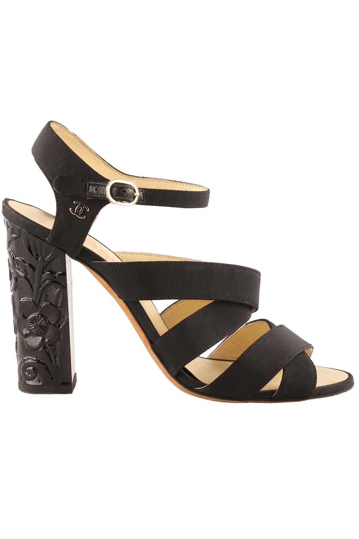 CHANEL BLACK 2016 FABRIC SANDALS EU 38.5 UK 5.5 US 8.5