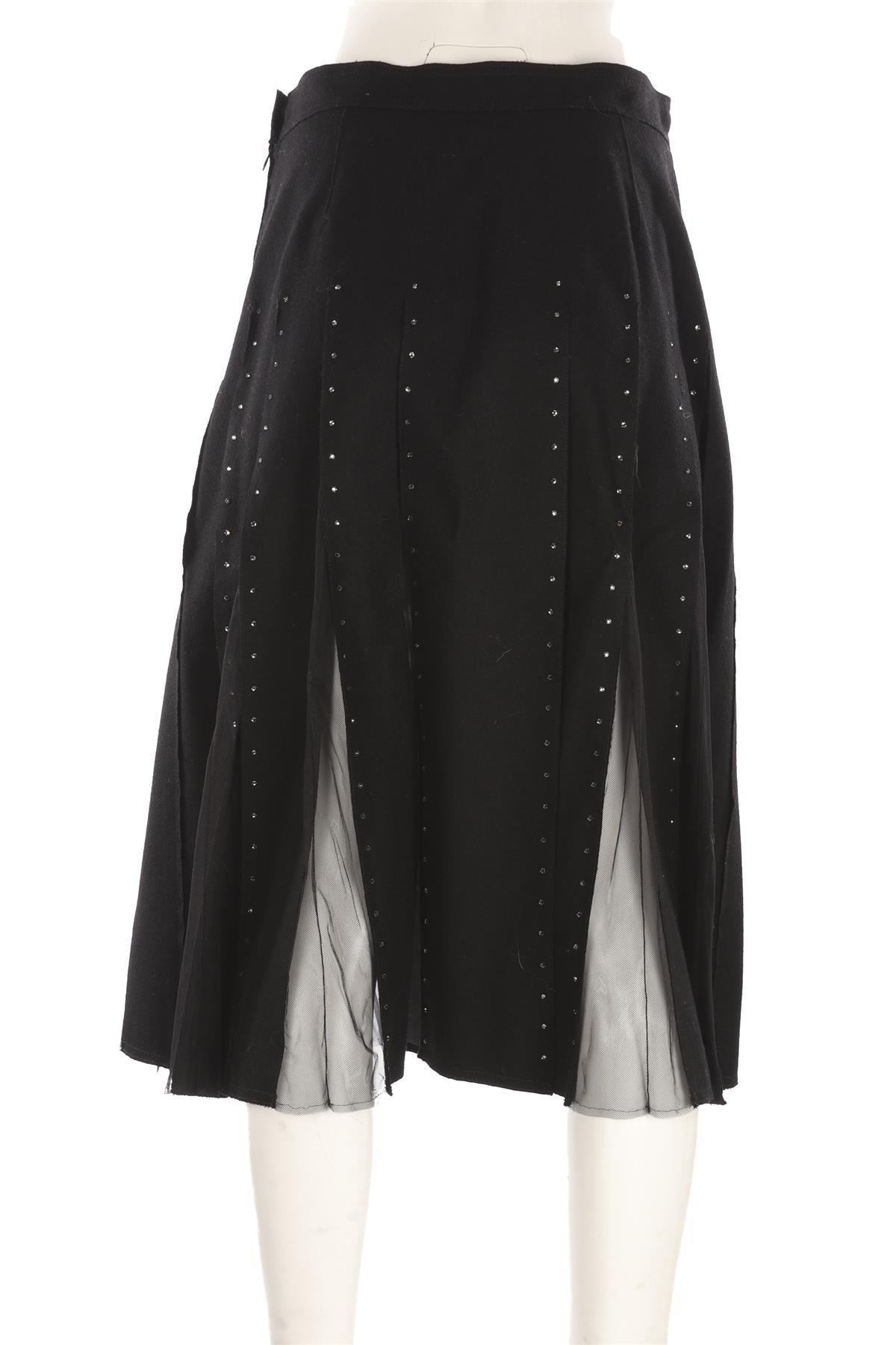 VALENTINO BLACK WOOL MIDI SKIRT W30