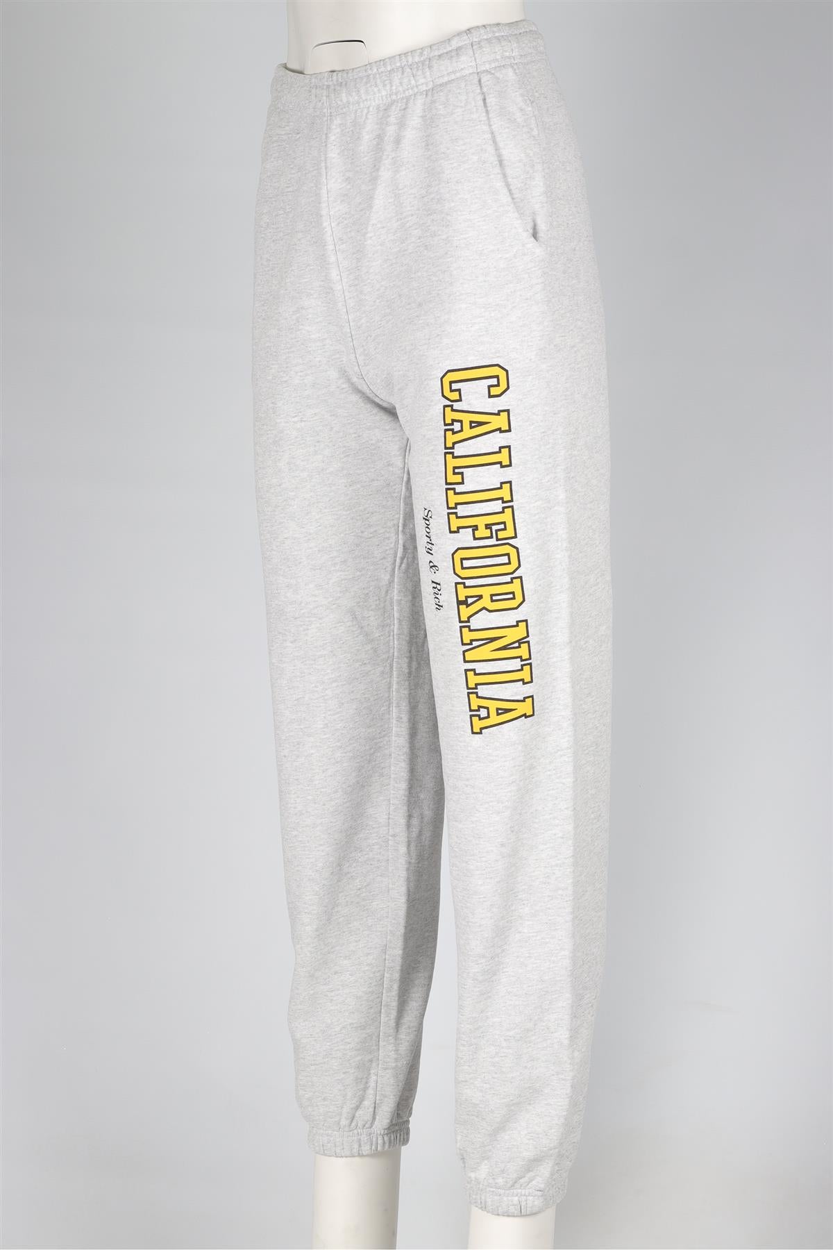 SPORTY & RICH GREY COTTON TRACK PANTS XSMALL