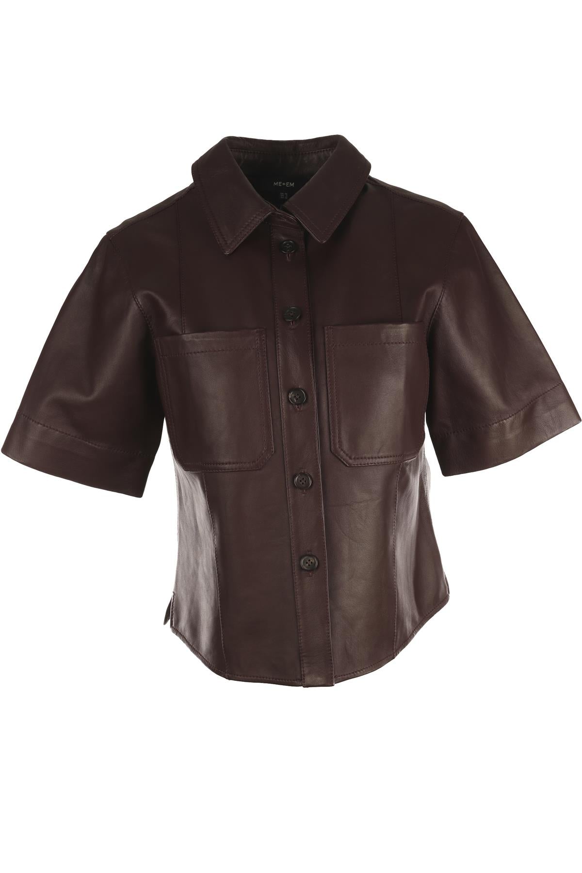 ME+EM BURGUNDY LEATHER SHIRT UK 10