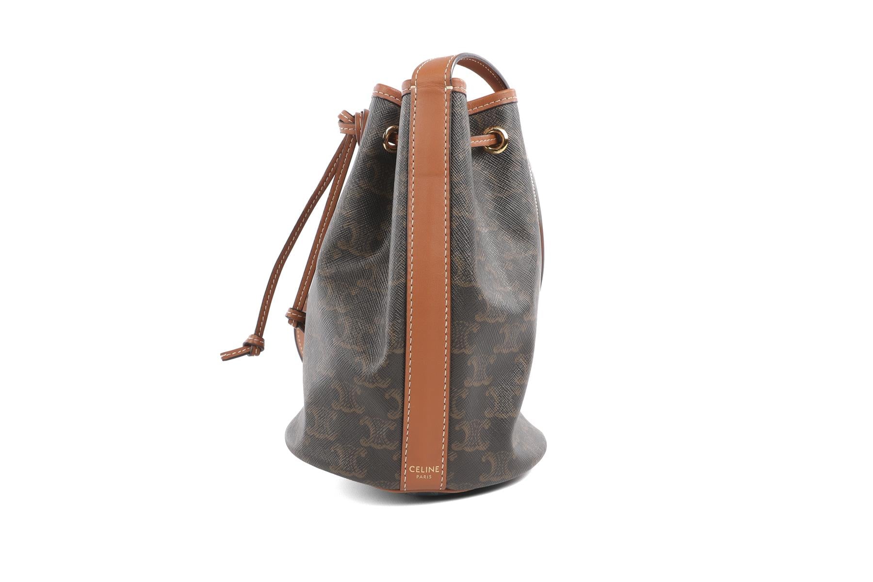 CELINE BROWN TRIOMPHE SMALL LEATHER SHOULDER BAG