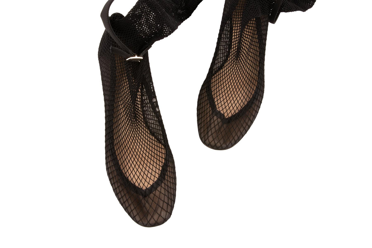 CHRISTIAN DIOR BLACK MESH KNEE HIGH BOOTS EU 39 UK 6 US 9