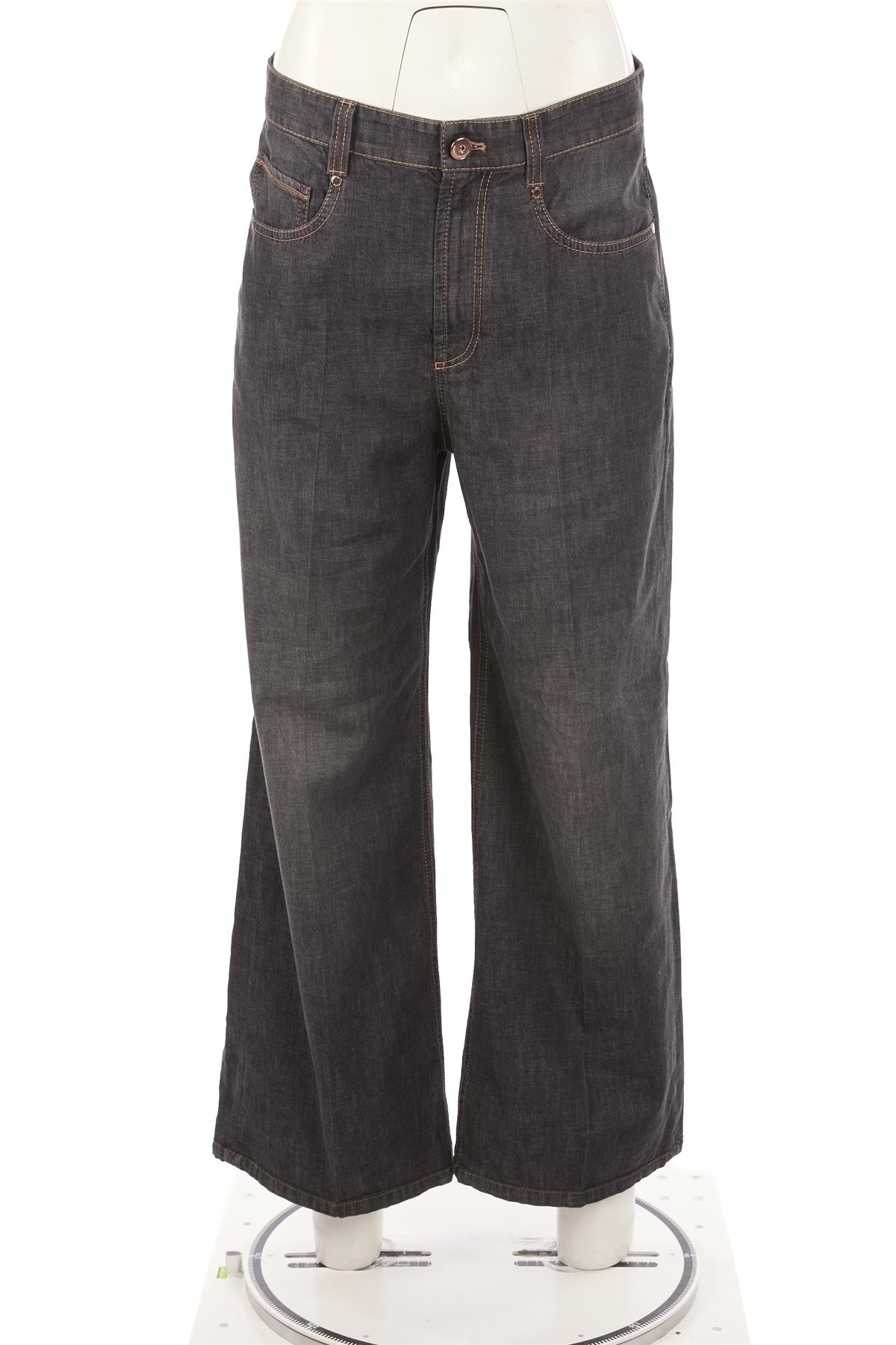 BRUNELLO CUCINELLI GREY HIGH RISE WIDE LEG JEANS IT 40 UK 8