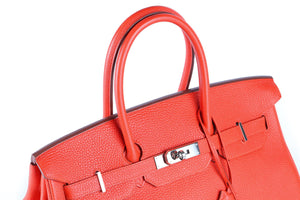 HERMÈS RED 2013 BIRKIN 35 CM TOGO LEATHER BAG IN CAPUCINE