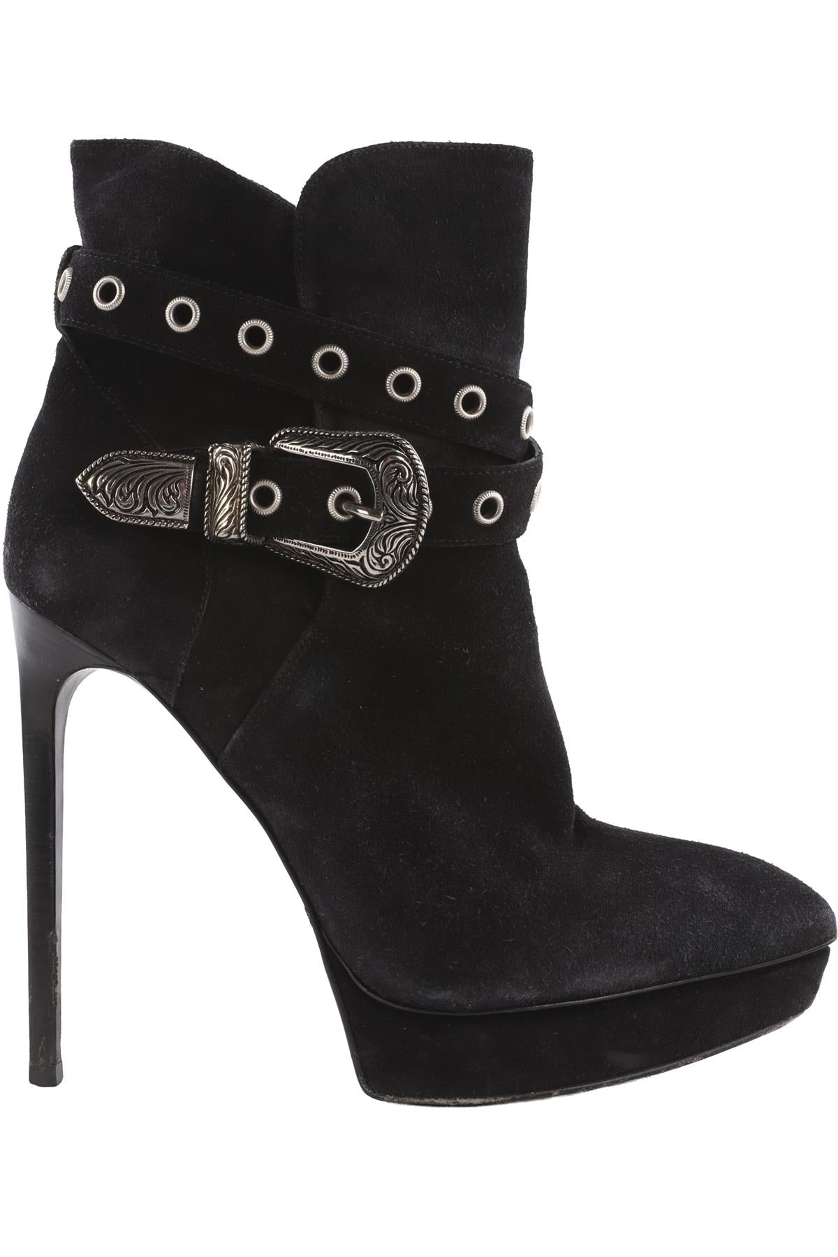 SAINT LAURENT BLACK SUEDE PLATFORM ANKLE BOOTS EU 39 UK 6 US 9