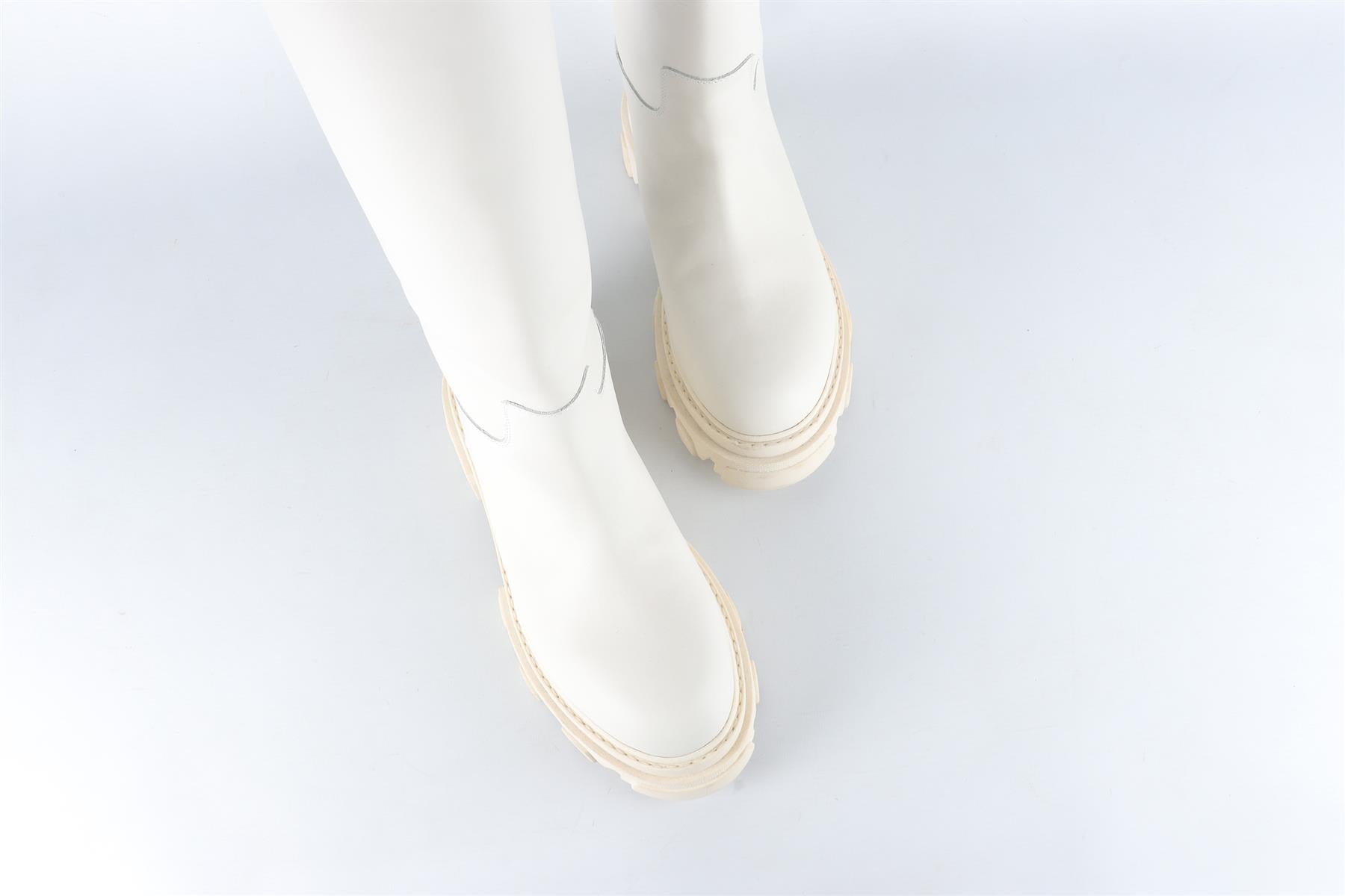 GIA + PERNILLE TEISBAEK WHITE LEATHER KNEE HIGH BOOTS EU 38 UK 5 US 8