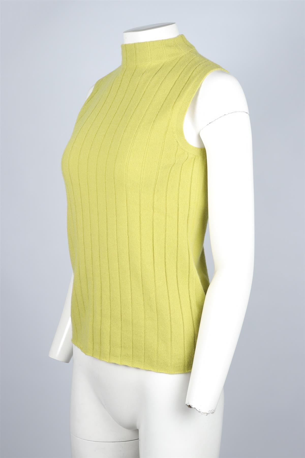 LAFAYETTE 148 GREEN CASHMERE TOP SMALL