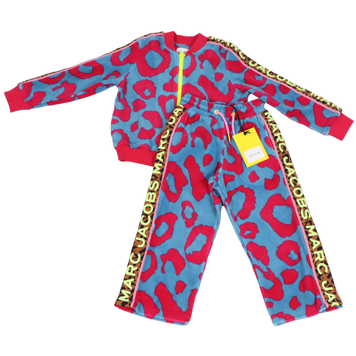 MARC JACOBS PINK AND BLUE KIDS GIRLS VELOUR JACKET AND PANTS SET 3-4 YEARS