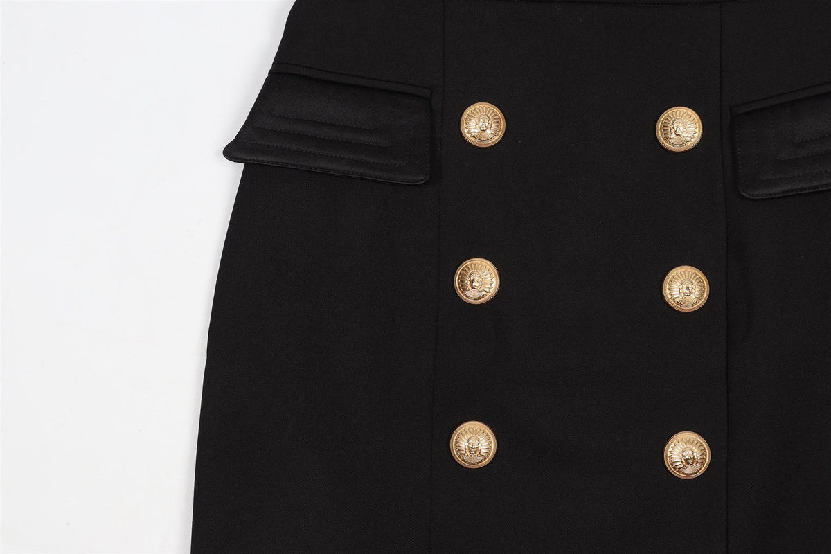 BALMAIN BLACK WOOL MINI SKIRT IT 36 UK 4