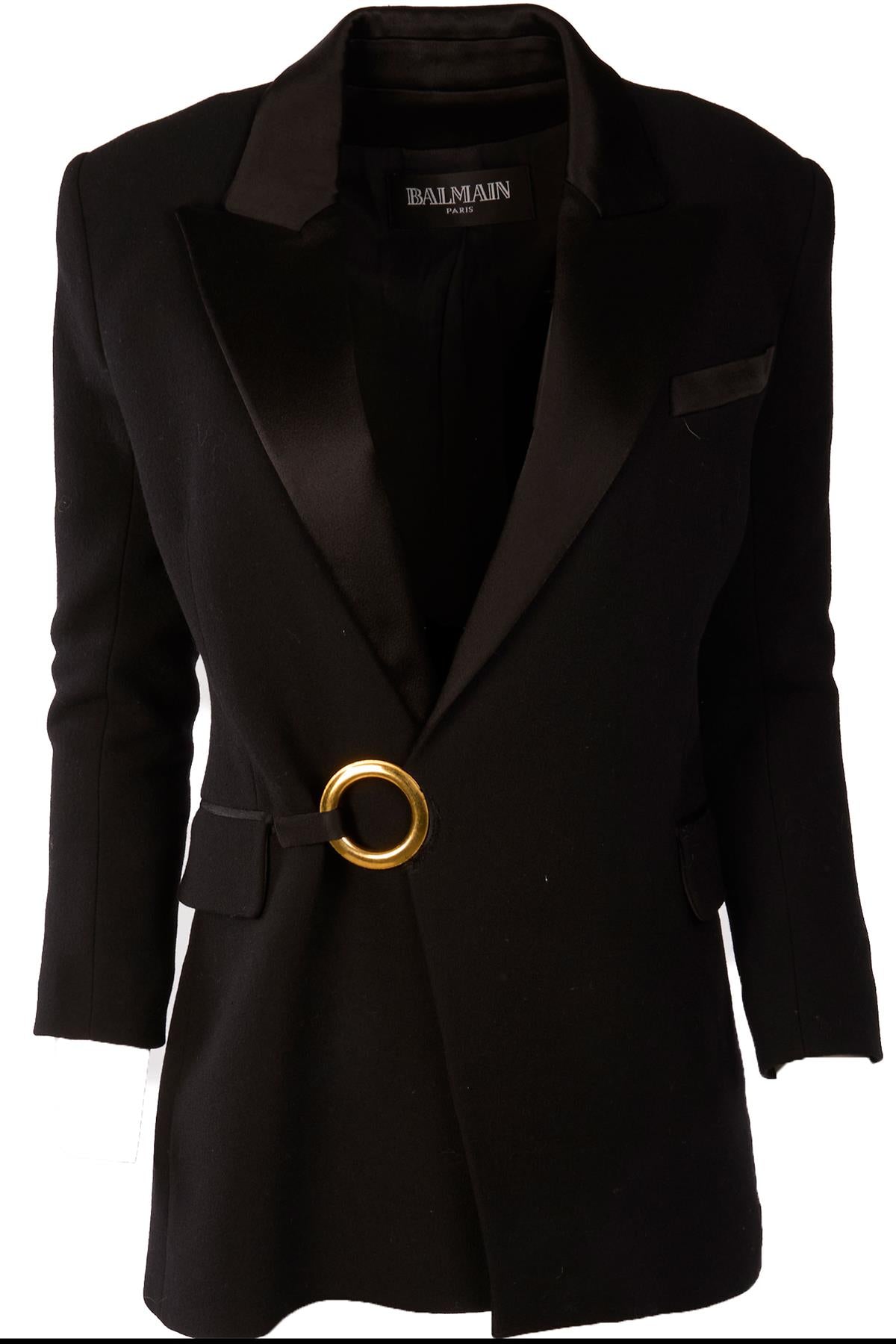 BALMAIN BLACK WOOL BLAZER FR 38 UK 10