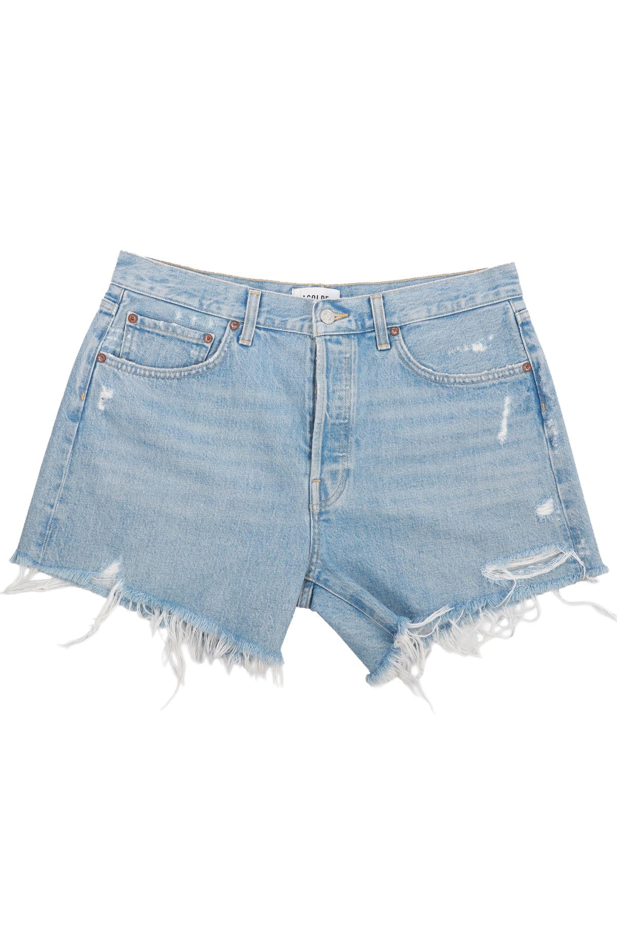AGOLDE BLUE HIGH RISE DENIM SHORTS W30 UK 12