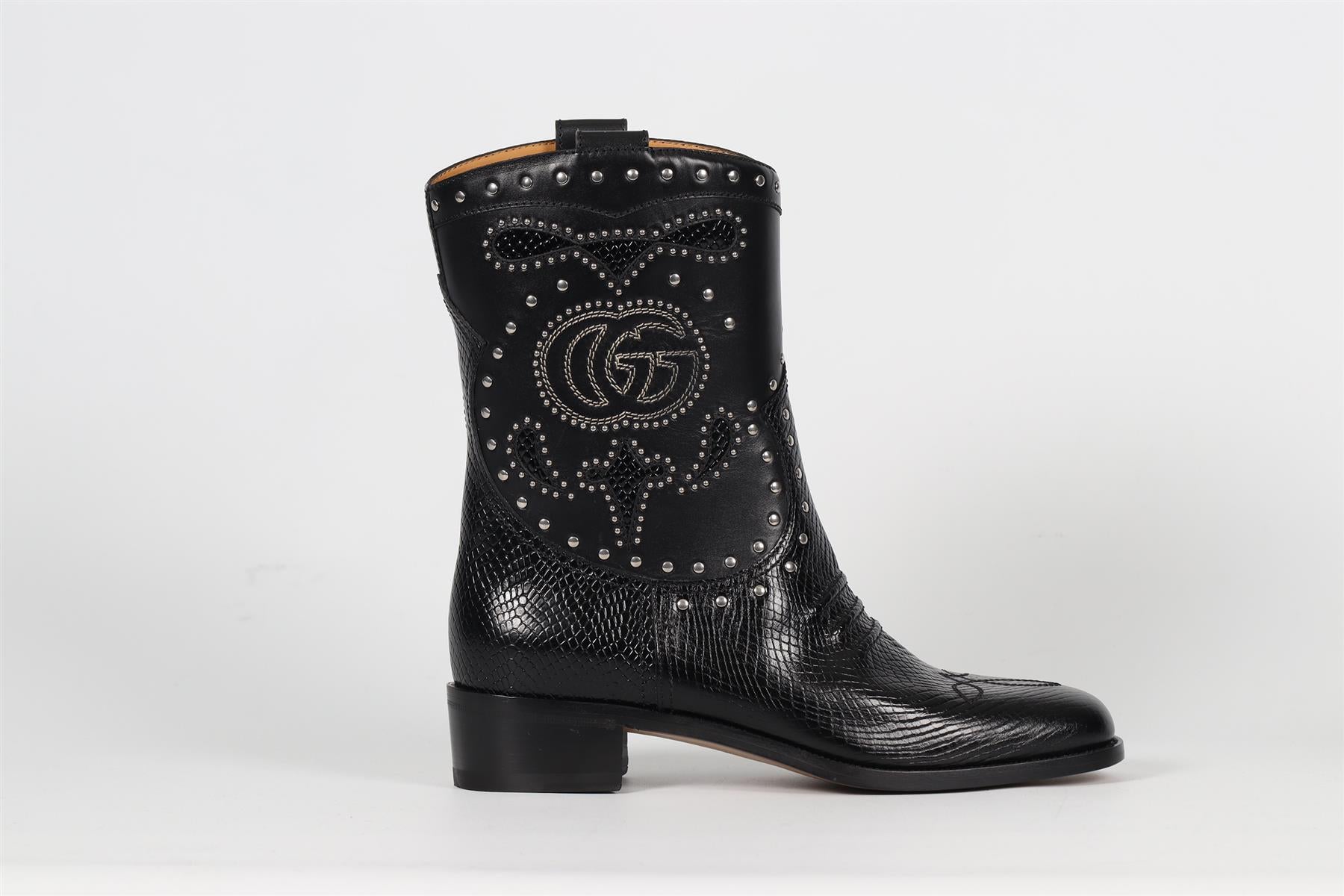 GUCCI SNAKESKIN EFFECT LEATHER BOOTS EU 40 UK 7 US 10