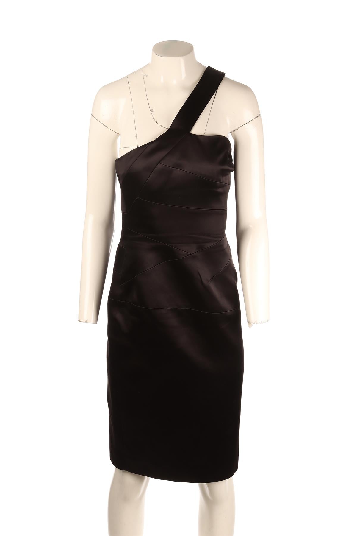MICHAEL KORS BLACK SATIN MINI DRESS US 4 UK 8