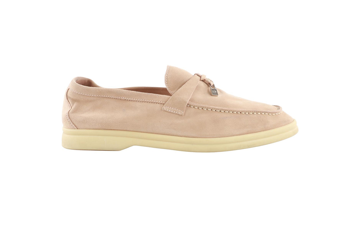 LORO PIANA BEIGE SUMMER WALKS SUEDE LOAFERS EU 38 UK 5 US 8