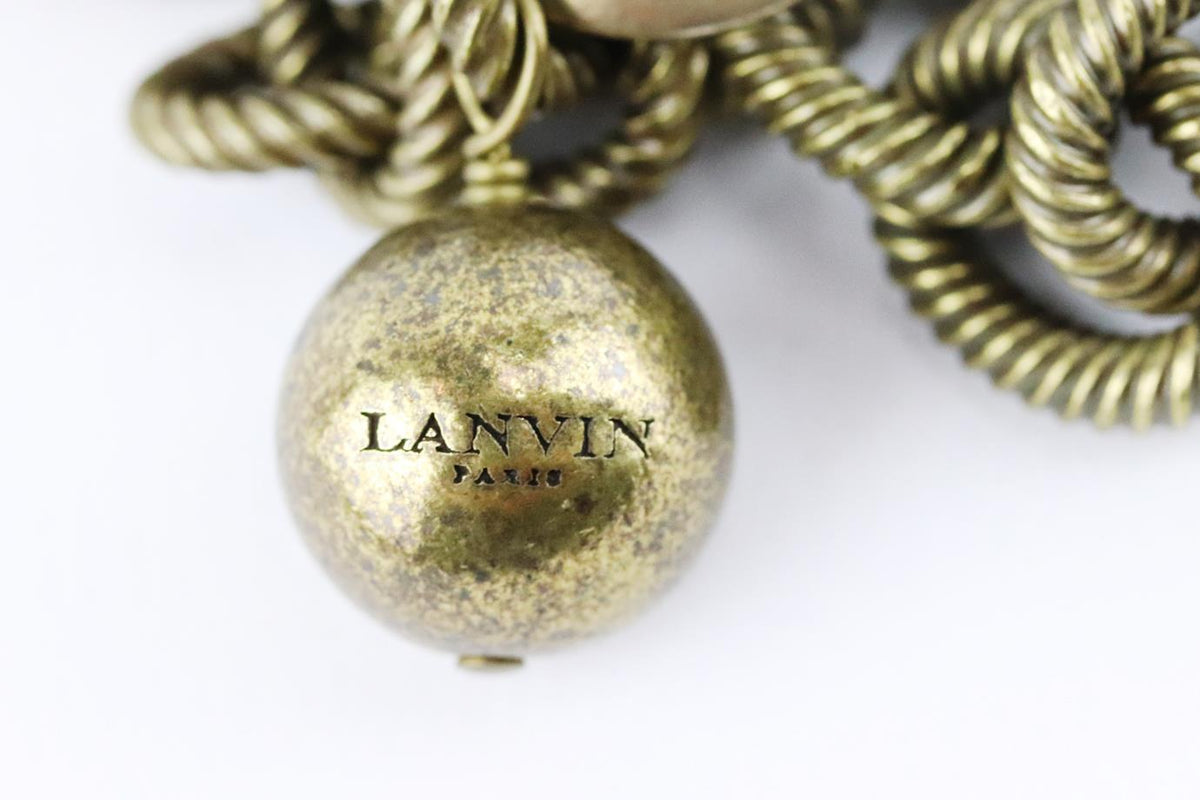 LANVIN SILK FLOWER AND CRYSTAL EMBELLISHED CHAIN NECKLACE